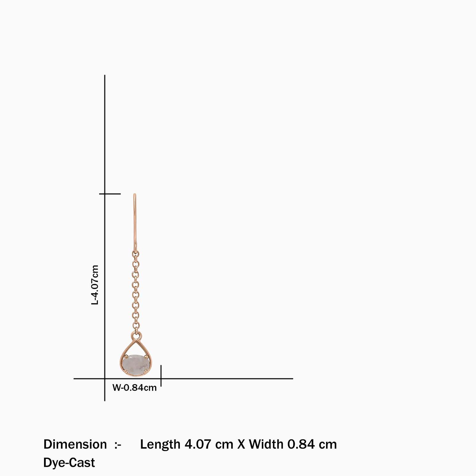 Pure Silver Earrings - Rose Gold Sleek Chain With Moonstone