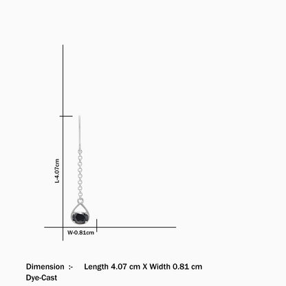 Pure Silver Earrings - Twinkling Chain Model With Onyx Stone