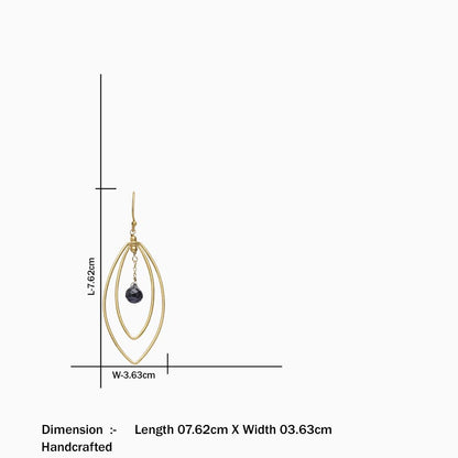 Pure Silver Earrings - Long Black Onyx Danglers With Gold Finish - Tweov Jewels