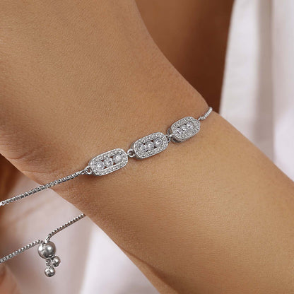 Tweov 925 Sterling Silver White Triple Zircon Chain Bracelet - Tweov Jewels