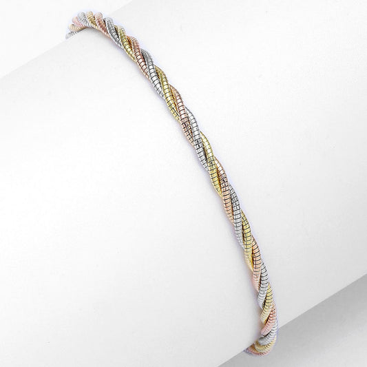Silver Tricolor Twisted Rope Bracelet - Tweov Jewels