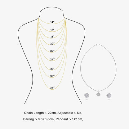 CZ Pendant & Stud Earrings Set for Women