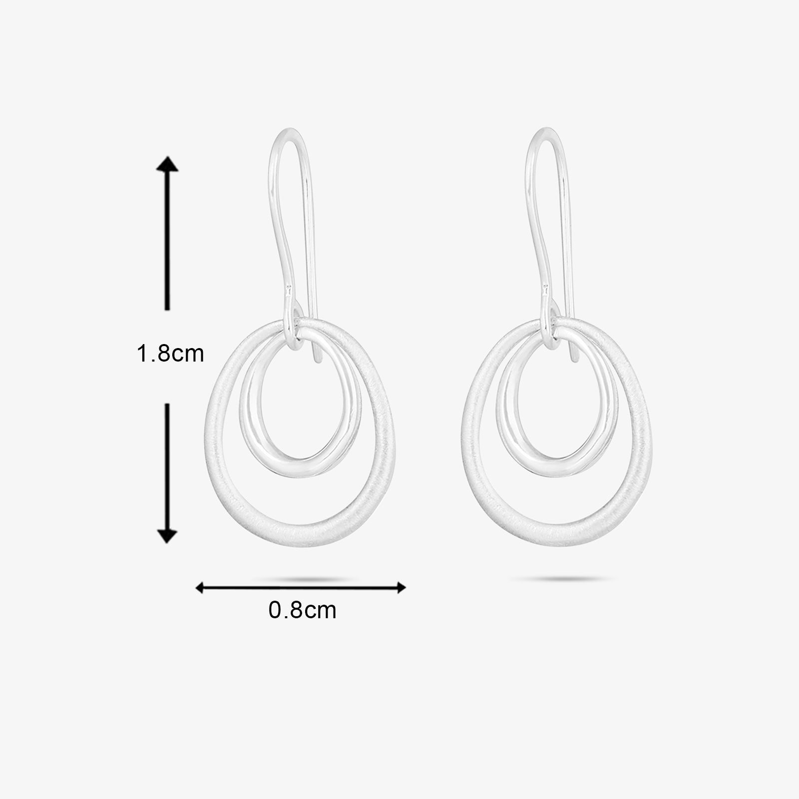 Pure Silver Earrings - Double Ring in Scratch Finish - Tweov Jewels