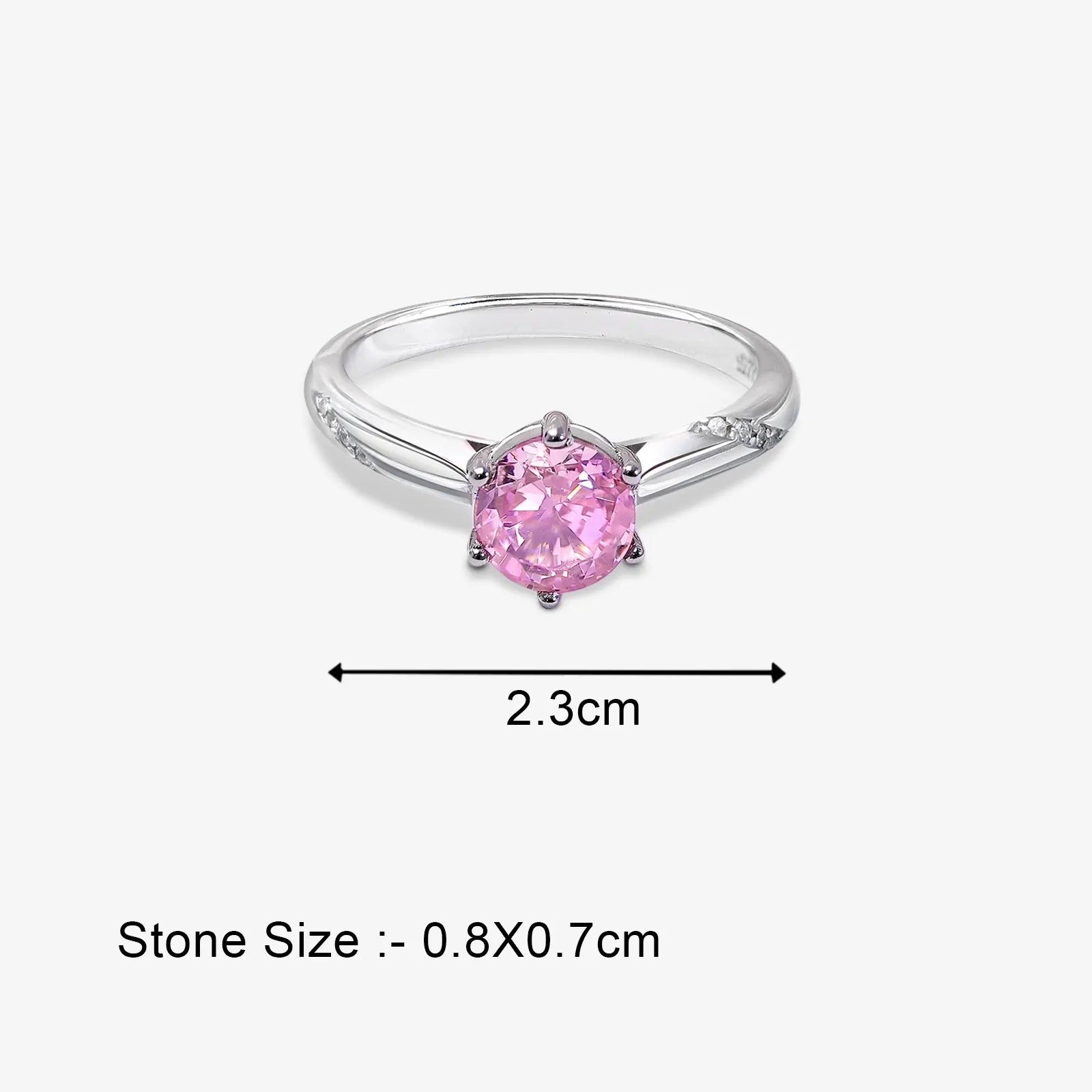 Pink Round Solitaire Diamond Silver Ring - Tweov Jewels