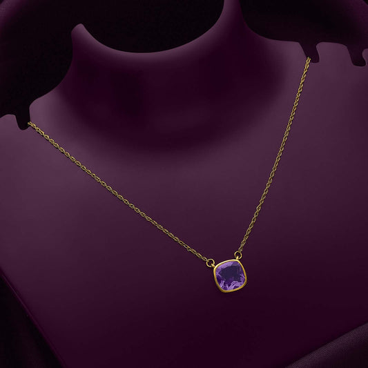 Adorable Amethyst Gold Plated Silver Necklace - Tweov Jewels