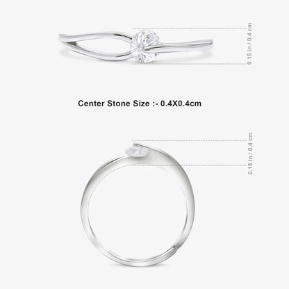 Silver CZ Twist Solitaire Ring - Tweov Jewels