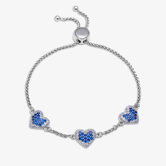 Blue White Heart Silver Chain Bracelet - Tweov Jewels