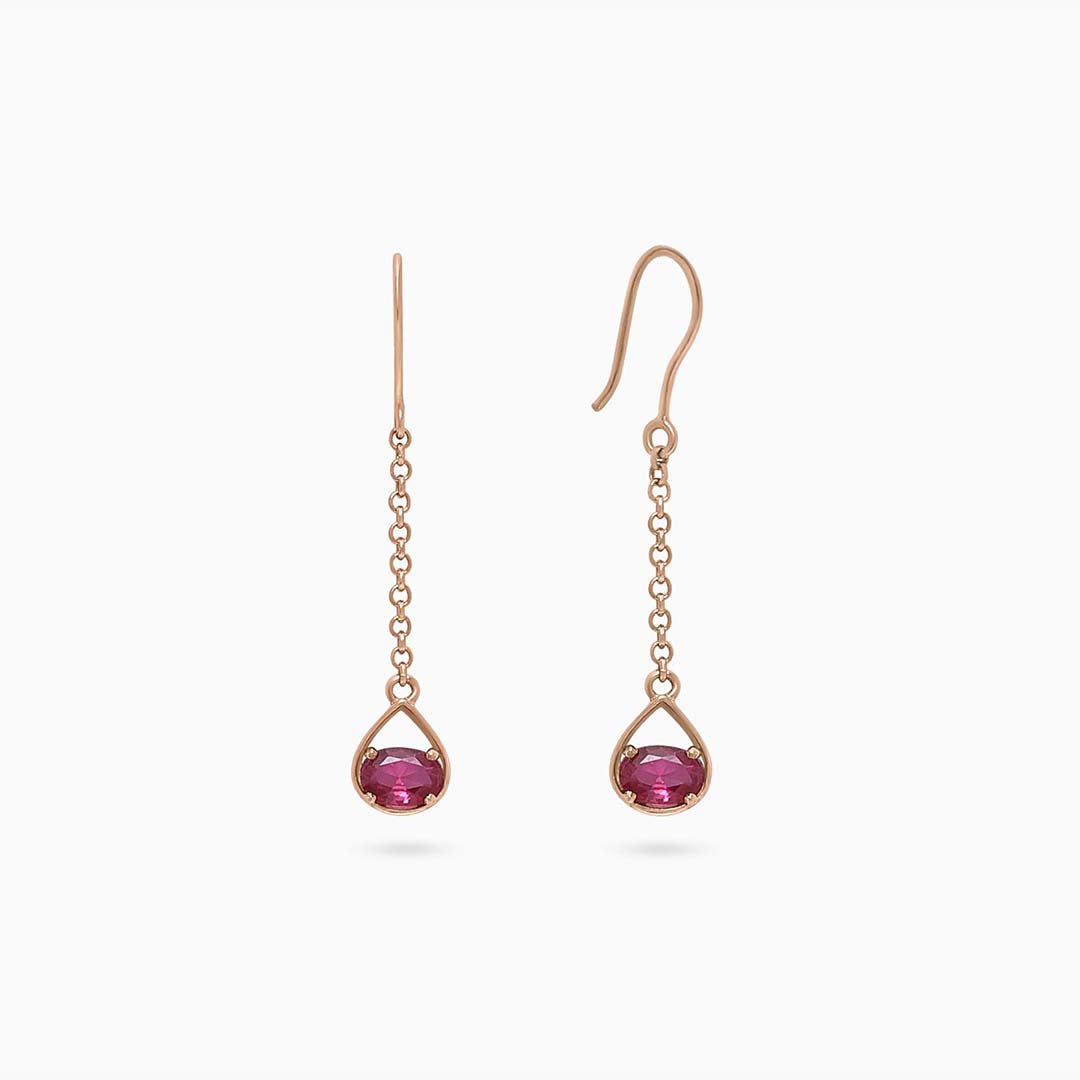 Pure Silver Earrings - Enlighted With Rose Gold Ruby - Tweov Jewels