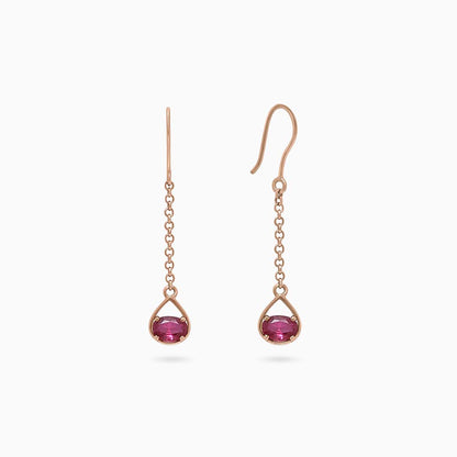 Pure Silver Earrings - Enlighted With Rose Gold Ruby - Tweov Jewels