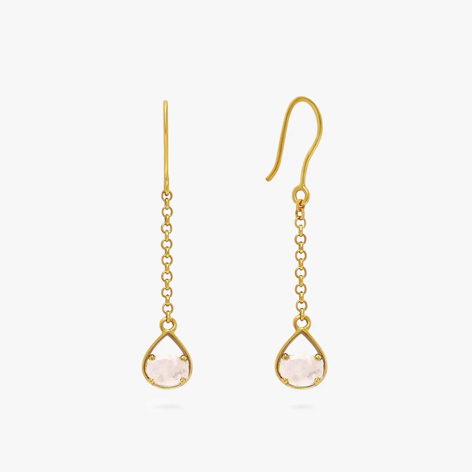 Sparkling Gold Plated Moonstone Earrings - Tweov Jewels