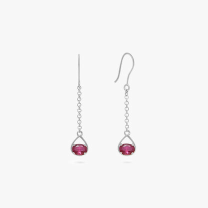 Pure Silver Earrings - Dazzling Ruby Silver Drop Model - Tweov Jewels
