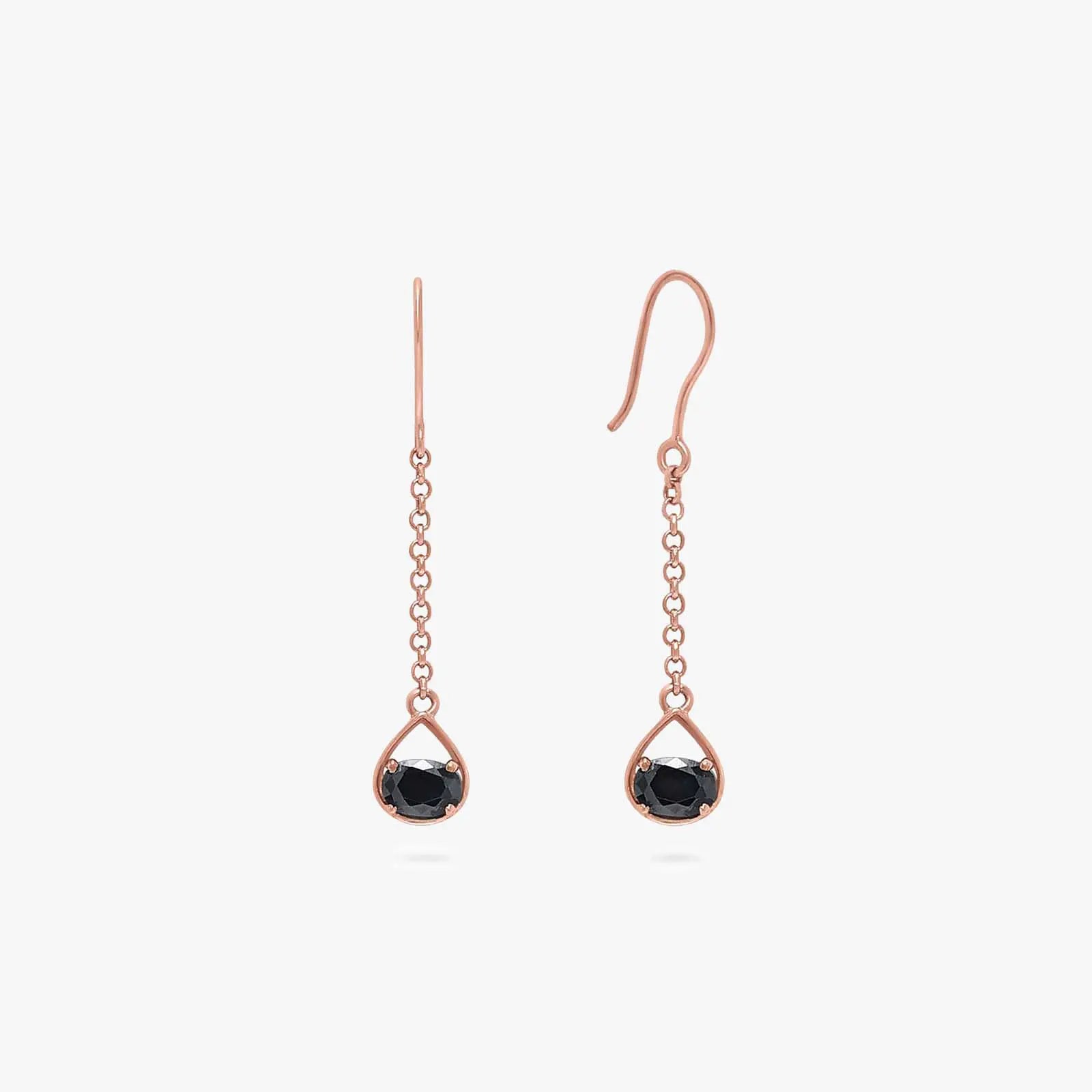 Shimmering Rose Gold Onyx Earrings - Tweov Jewels