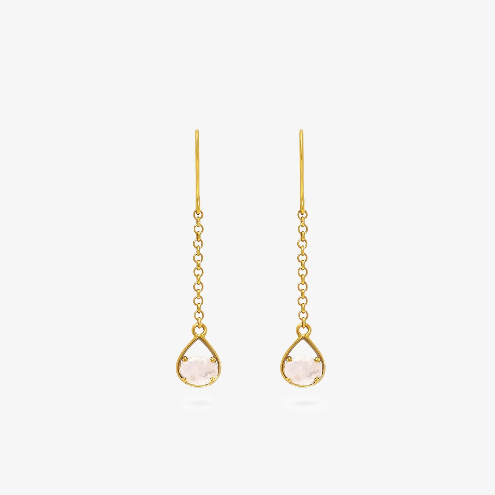 Sparkling Gold Plated Moonstone Earrings - Tweov Jewels