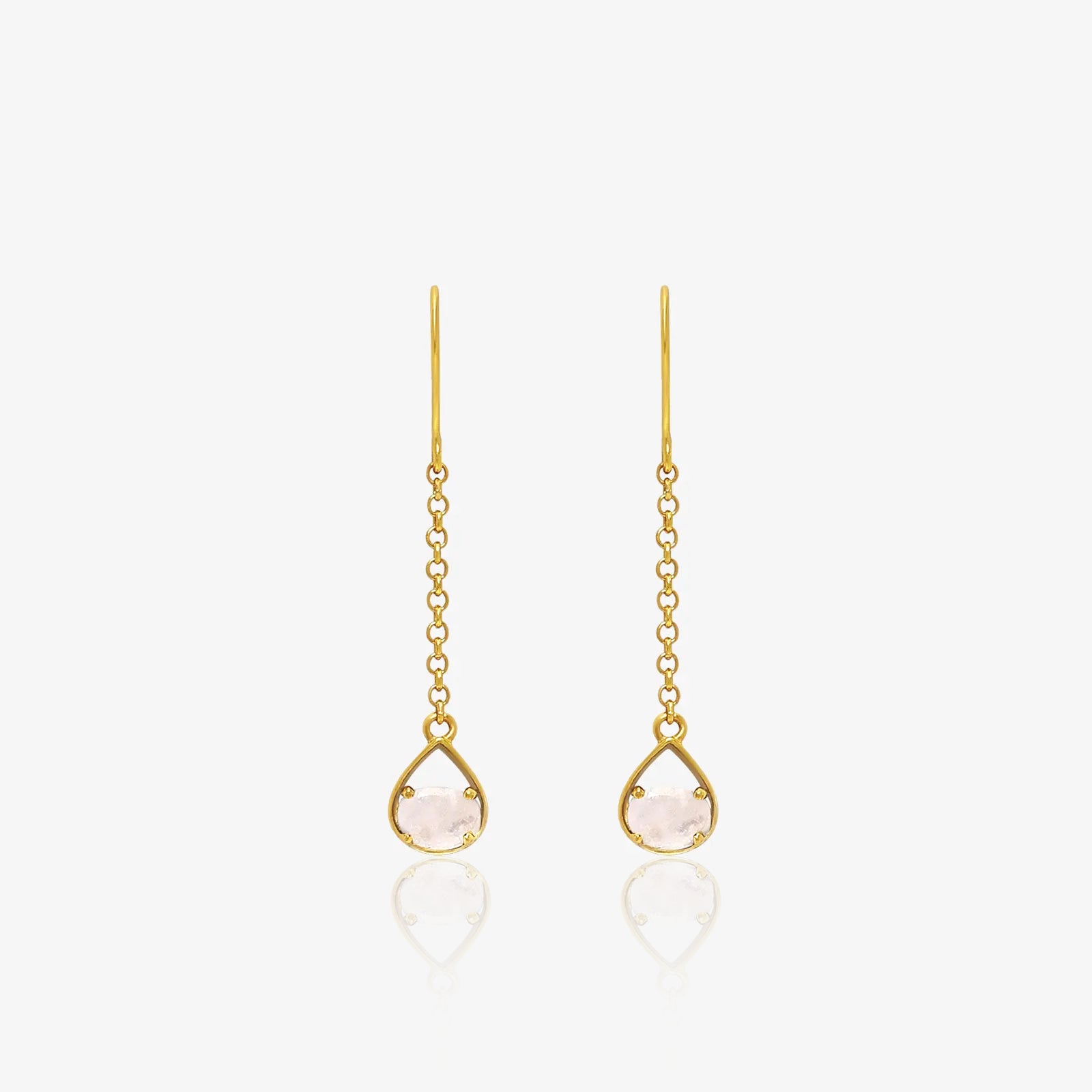 Gold Plated Silver White Stone Drop Earrings
