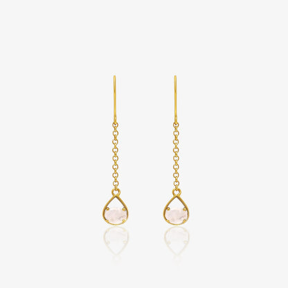 Gold Plated Silver White Stone Drop Earrings