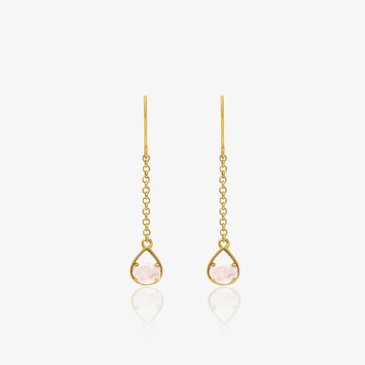 Gold Plated Silver White Stone Drop Earrings