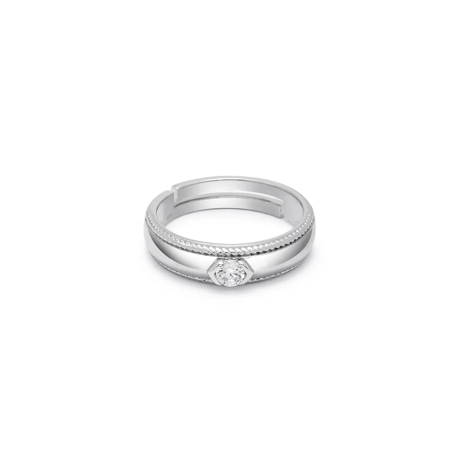 Braided Edge Couple Rings for Men & Women – 925 Sterling Silver Rhodium Plated