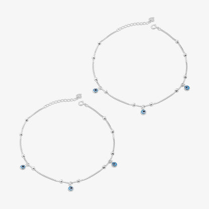 Trendy Evil Eye Silver Anklet for Women - Tweov Jewels