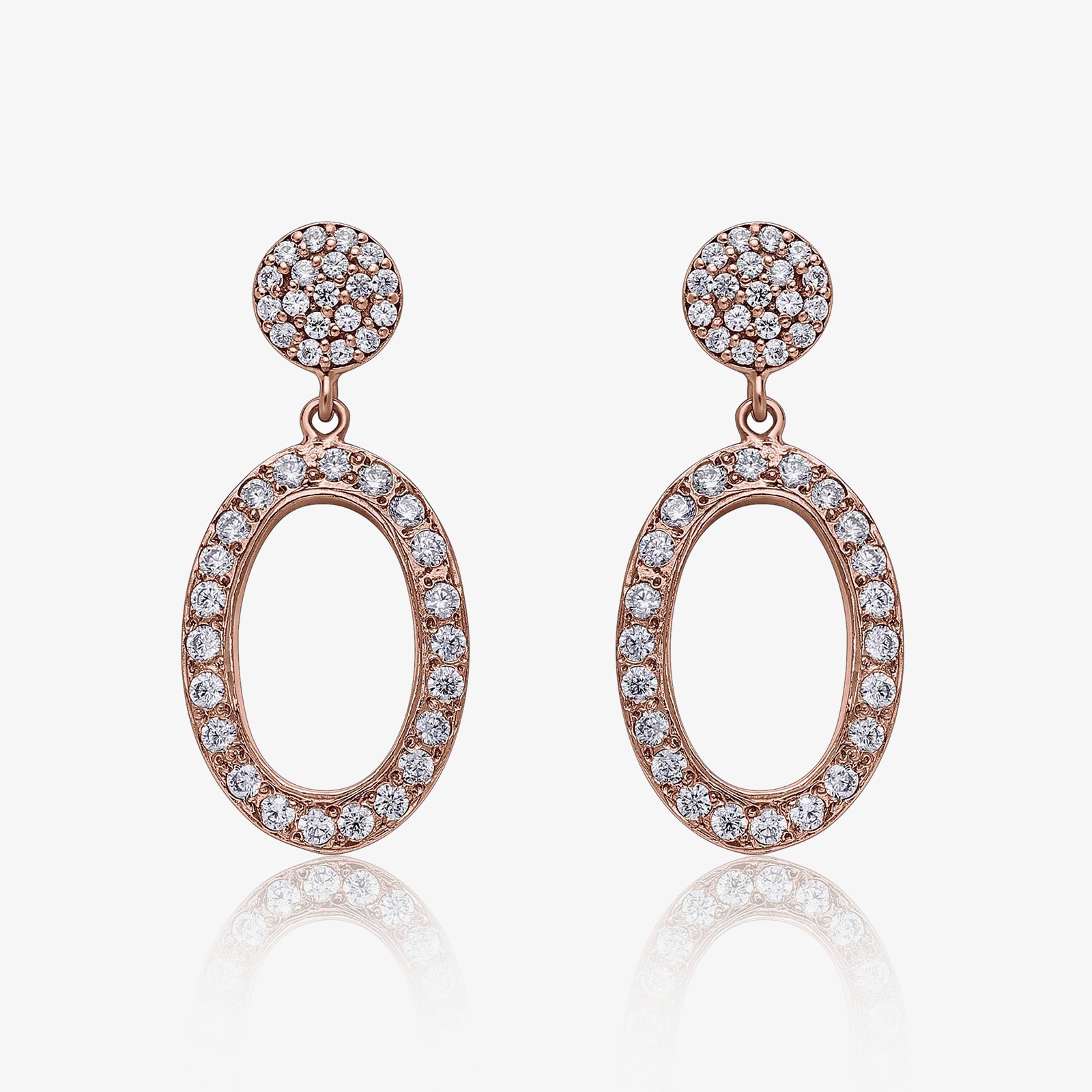 Rose Gold Shiny Oval Silver Drop Earrings - Tweov Jewels