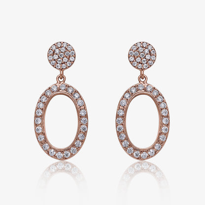 Rose Gold Shiny Oval Silver Drop Earrings - Tweov Jewels