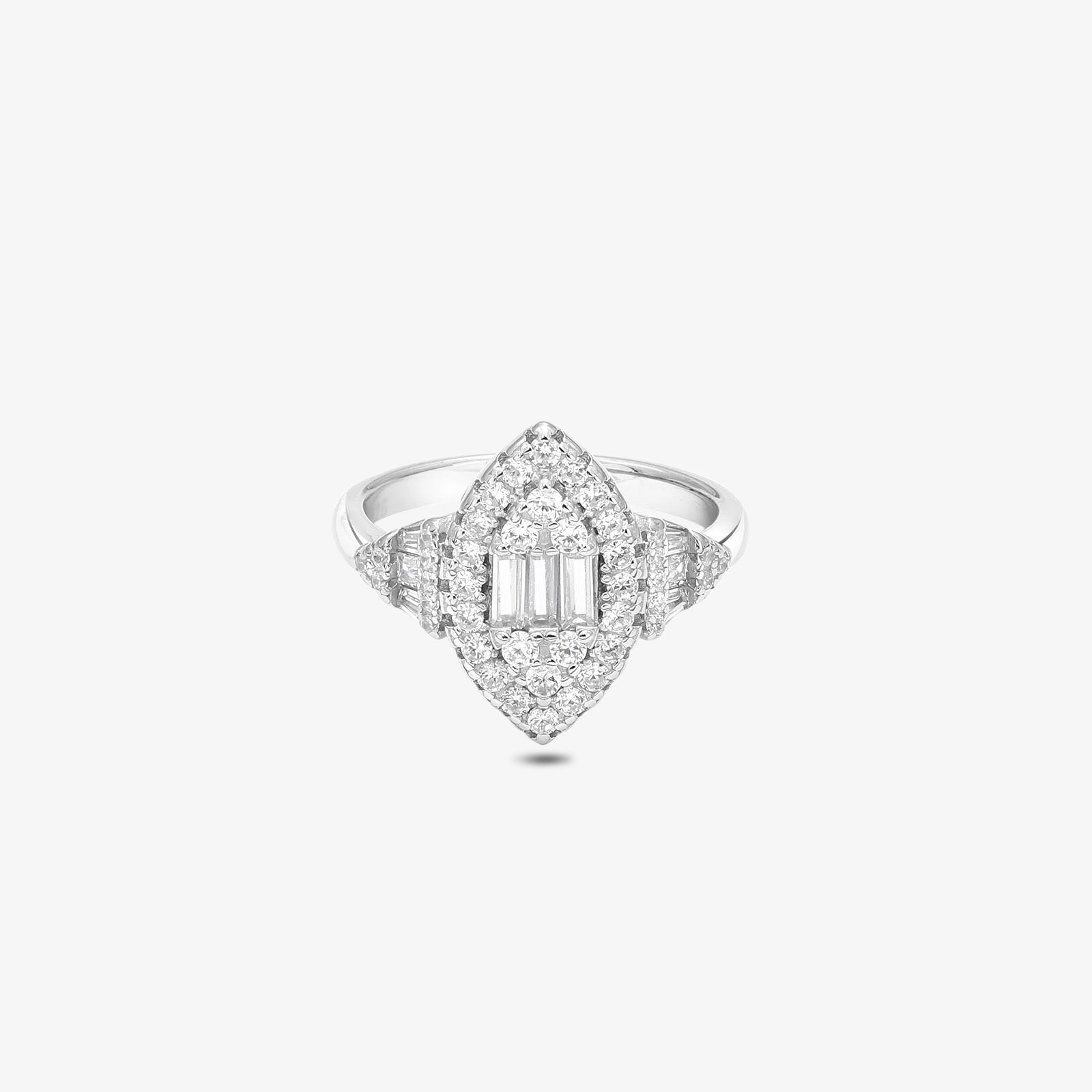 Marquise Shaped Silver Diamond Ring - Tweov Jewels