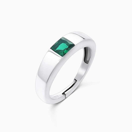 Silver Green Stone Finger Ring - Tweov Jewels