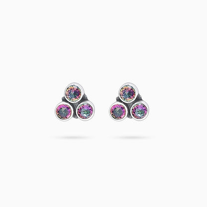 Pure Silver Earrings - Mini Blurple CZ Stone Stud - Tweov Jewels