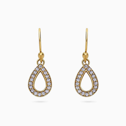 Pure Silver Earrings - Gold Plated CZ Dew Drop - Tweov Jewels