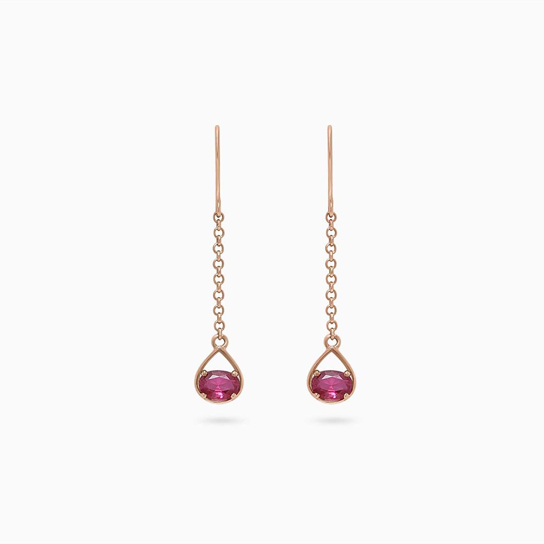Pure Silver Earrings - Enlighted With Rose Gold Ruby - Tweov Jewels