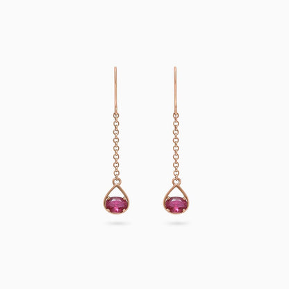 Pure Silver Earrings - Enlighted With Rose Gold Ruby - Tweov Jewels