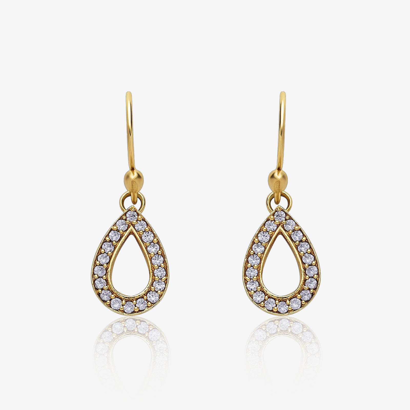 Pure Silver Earrings - Gold Plated CZ Dew Drop