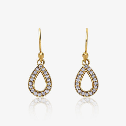 Pure Silver Earrings - Gold Plated CZ Dew Drop