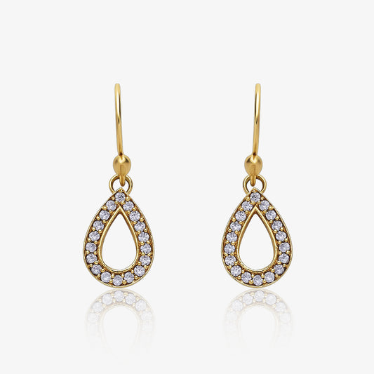 Pure Silver Earrings - Gold Plated CZ Dew Drop