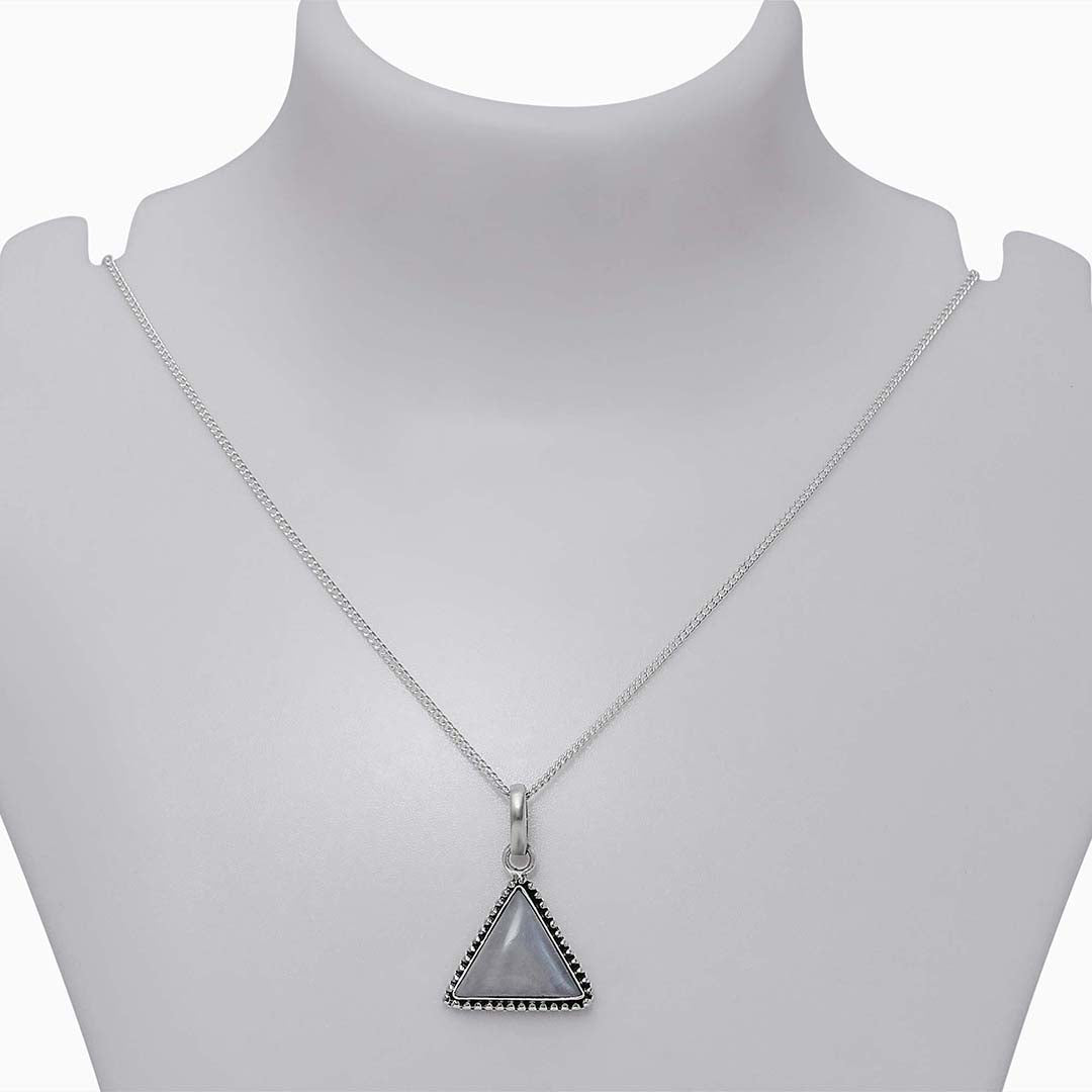 925 Sterling Silver Triangle Pendant with Moonstone - Tweov Jewels