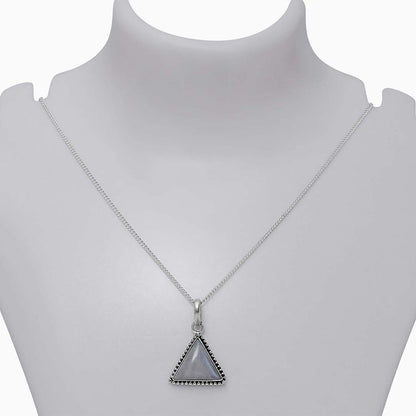 925 Sterling Silver Triangle Pendant with Moonstone - Tweov Jewels