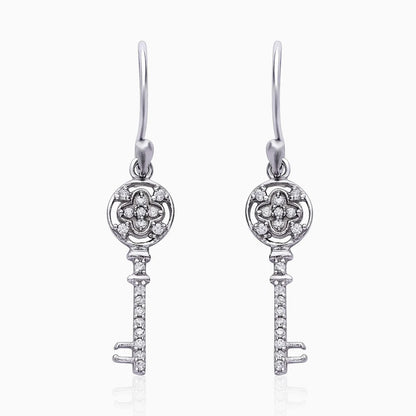 Silver Cubic Zirconia Key Pendant and Earrings Set - Tweov Jewels