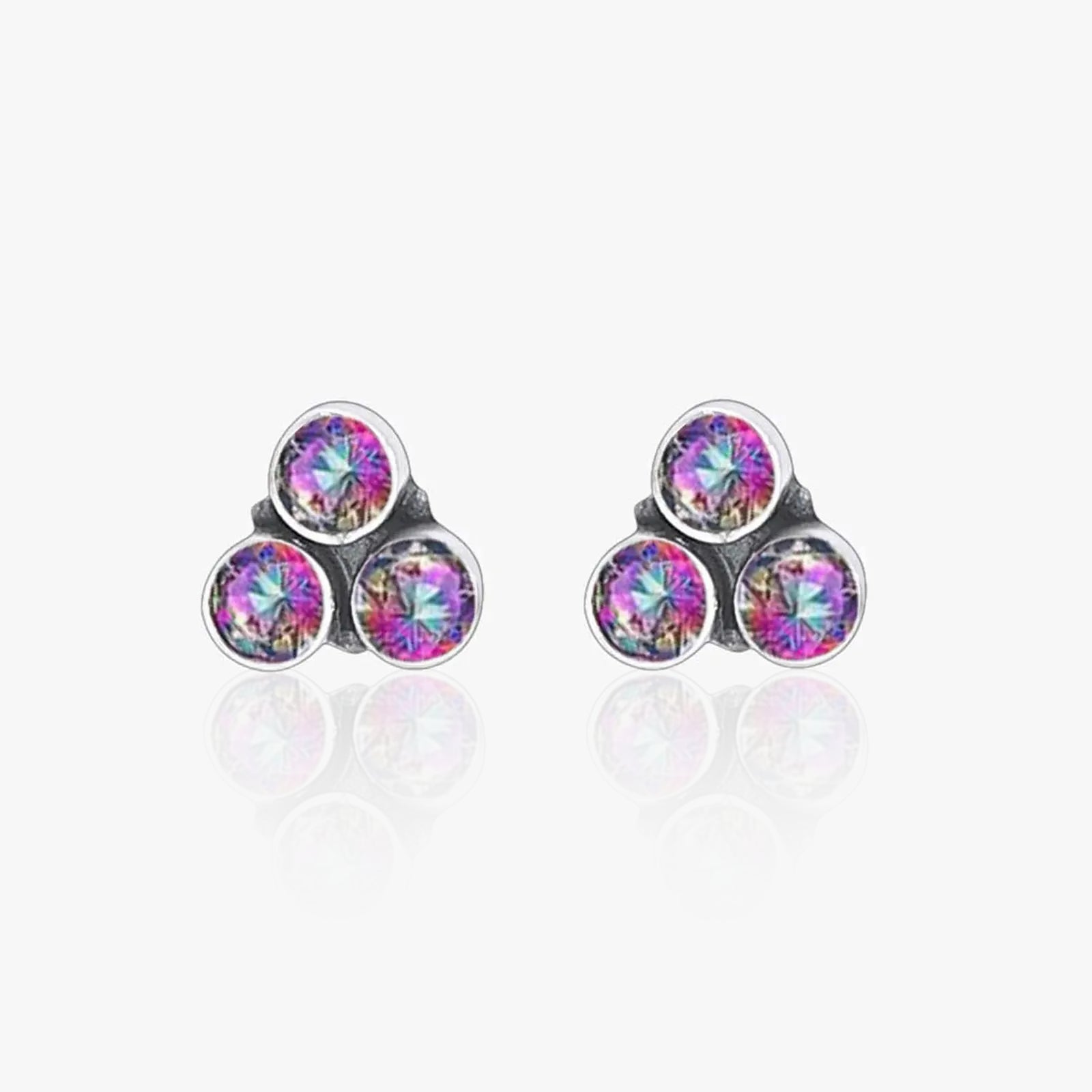 Triangular Topaz Silver Stud Earrings - Tweov Jewels