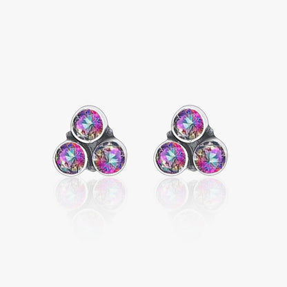 Triangular Topaz Silver Stud Earrings - Tweov Jewels