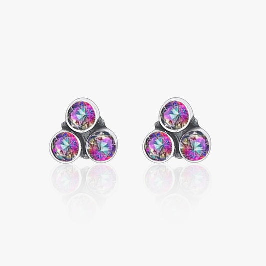 Triangular Topaz Silver Stud Earrings - Tweov Jewels
