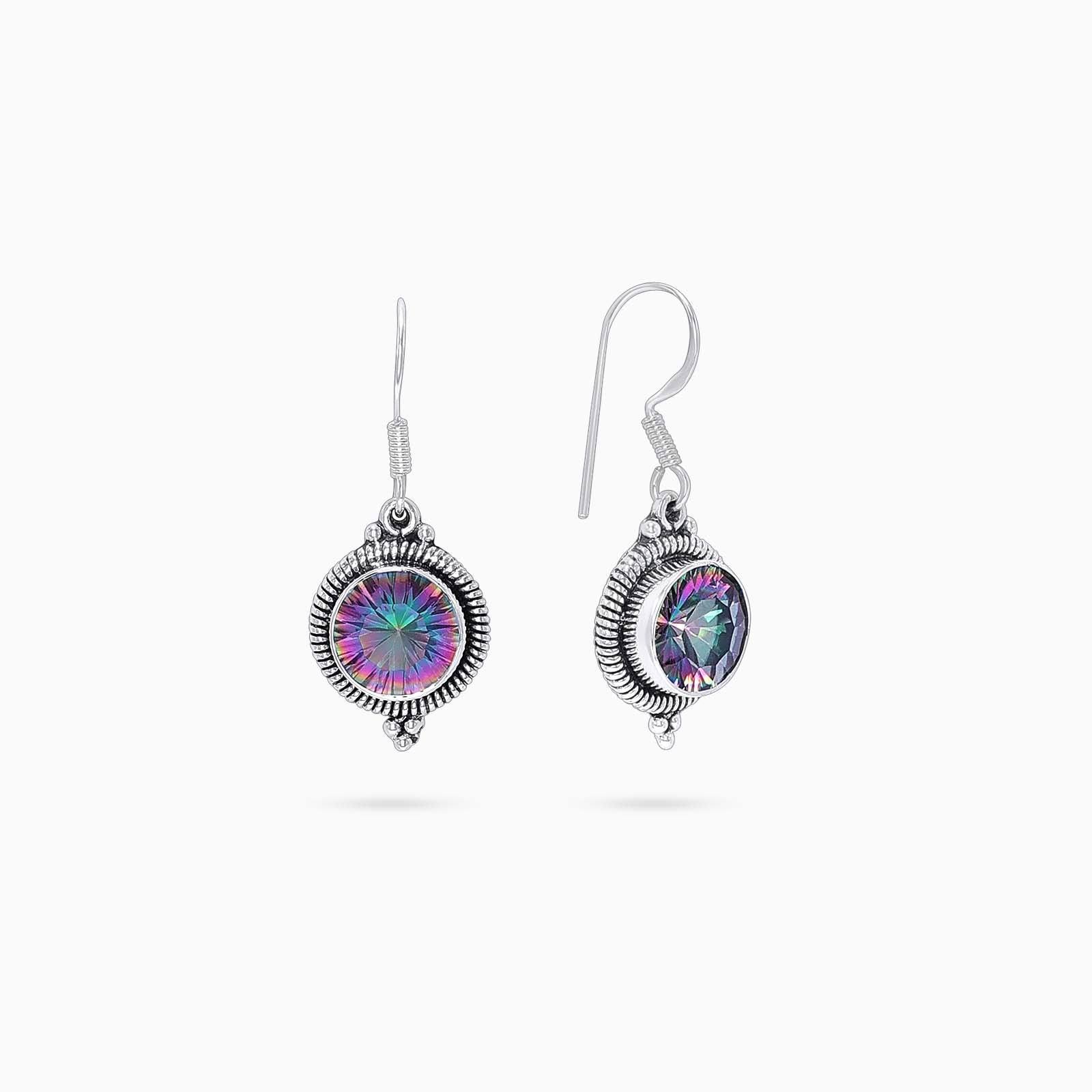 Pure Silver Earrings - Glorious Purple-Blue CZ Hook Model - Tweov Jewels