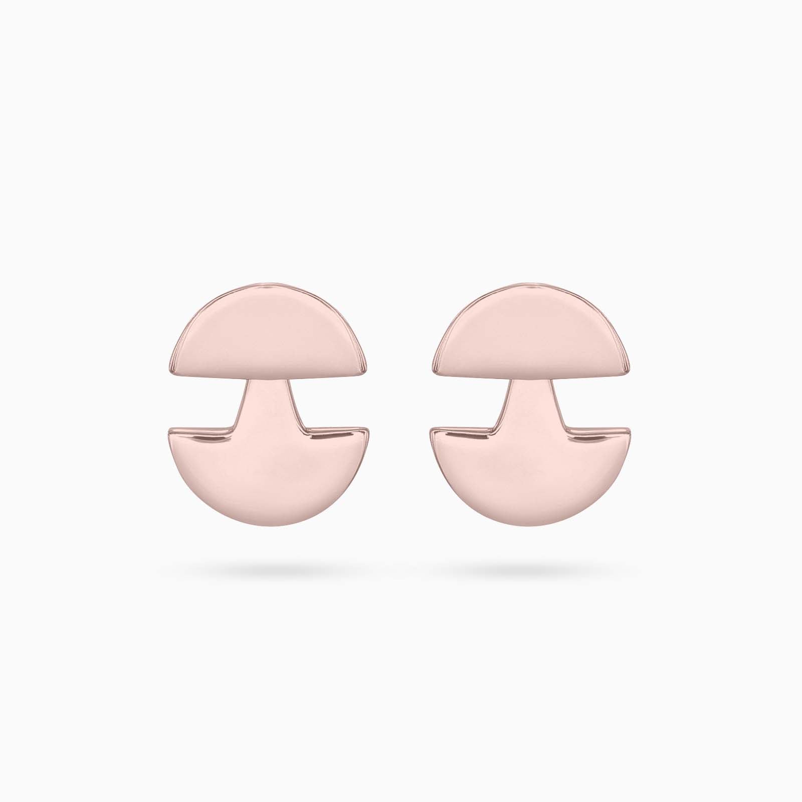 Pure Silver Earrings - 3 in 1 Rose Gold Dome Shaped Stud - Tweov Jewels