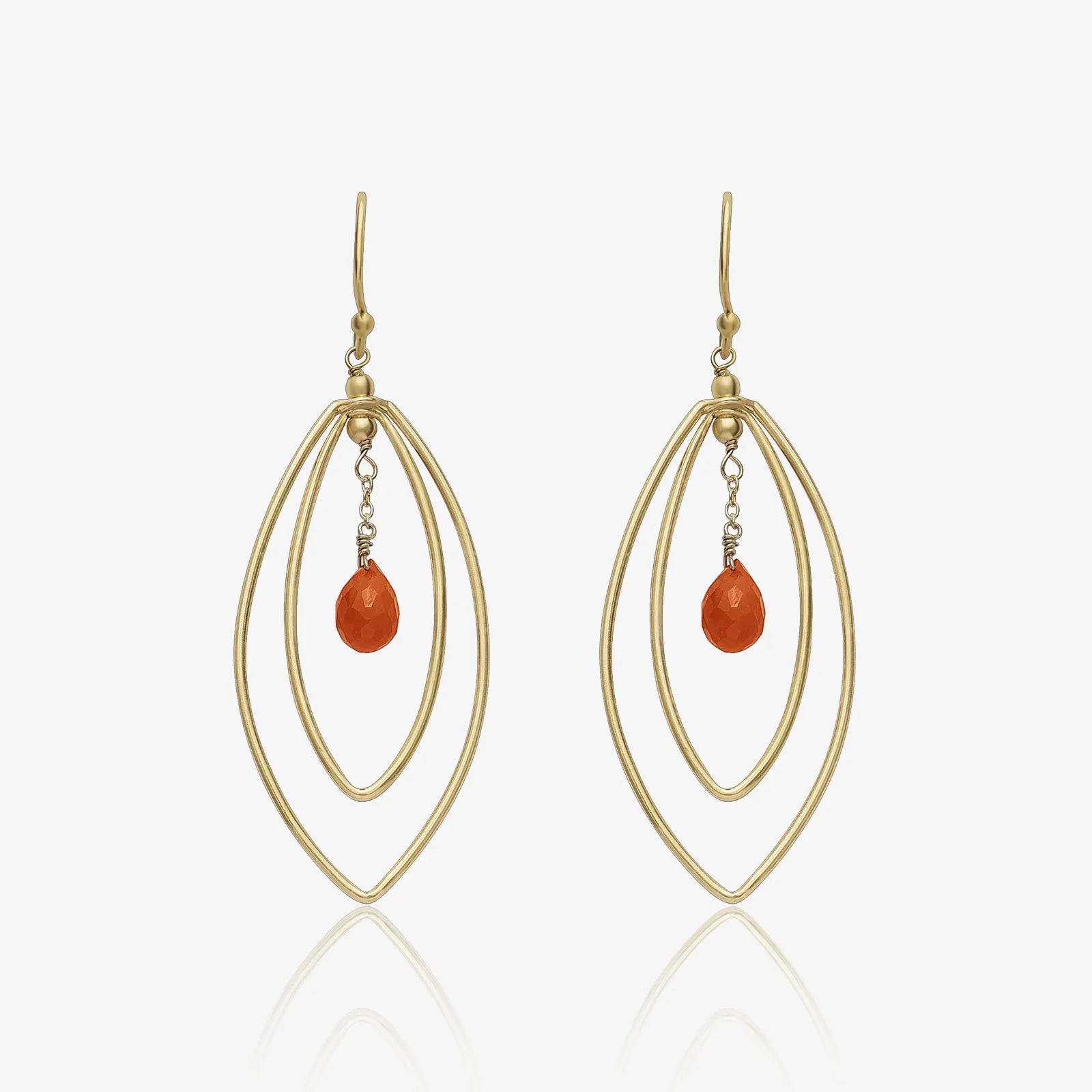 Gold Plated Vermilion Leaf Silver Drop Earrings