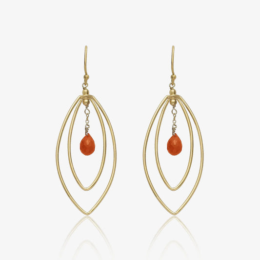 Gold Plated Vermilion Leaf Silver Drop Earrings