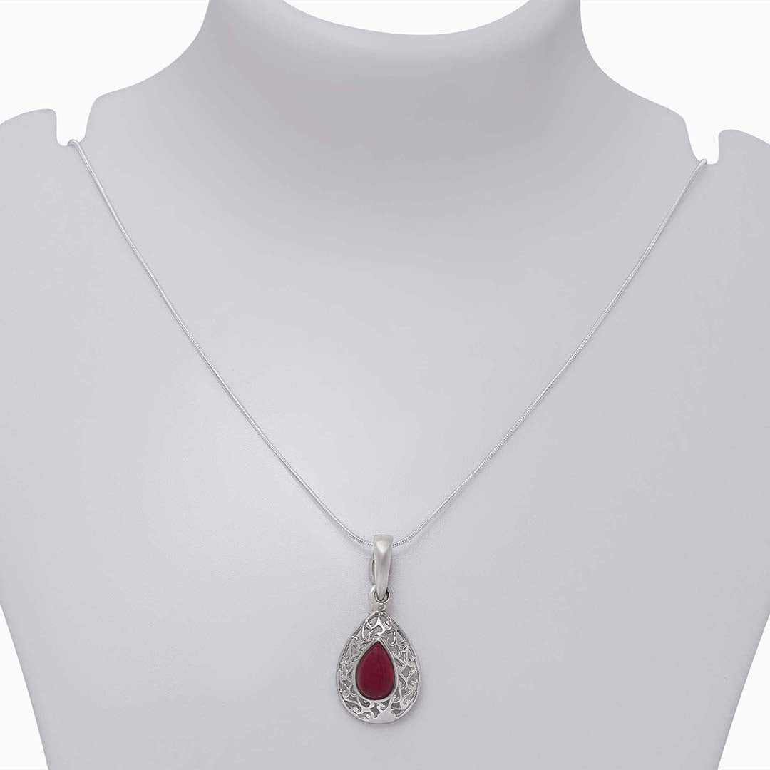 Ruby Red Drop Pendant 925 Sterling Silver - Tweov Jewels