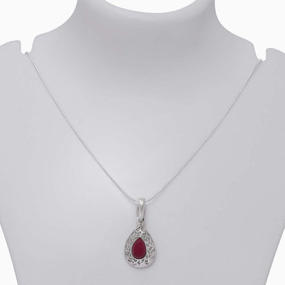 Ruby Red Drop Pendant 925 Sterling Silver - Tweov Jewels