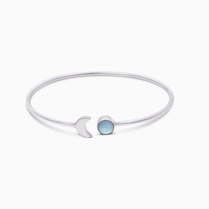 Moonstone and Crescent Moon Sterling Silver Bracelet - Tweov Jewels