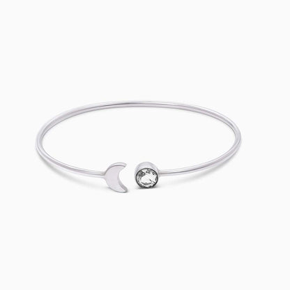 Pure Sterling Silver Lunar Crescent Moon and Sun with Round Zircon Bracelet - Tweov Jewels