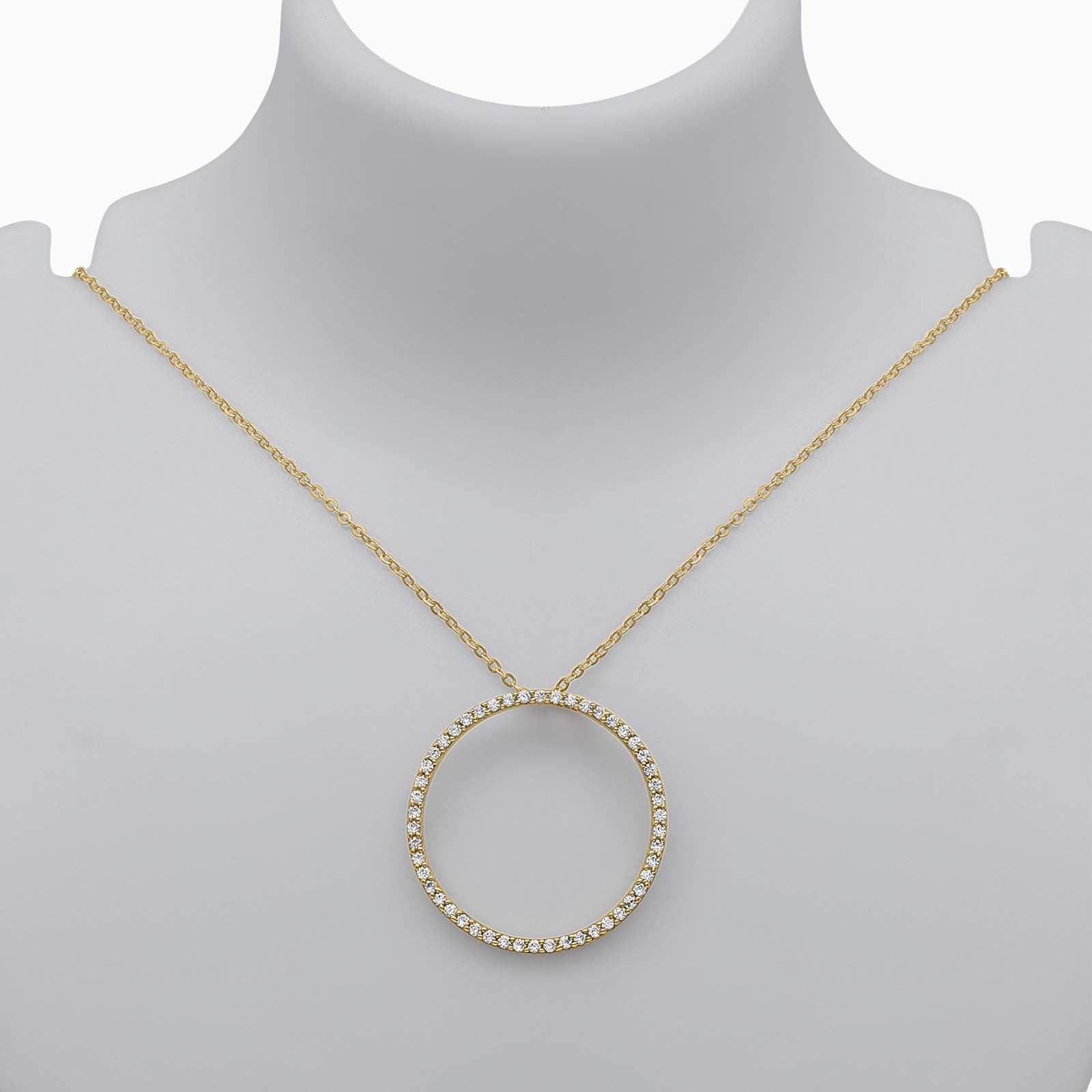 Pure Silver Necklace - Round Rich CZ Pendant Design - Tweov Jewels