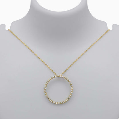 Pure Silver Necklace - Round Rich CZ Pendant Design - Tweov Jewels