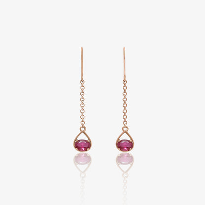 Pure Silver Earrings - Enlighted With Rose Gold Ruby